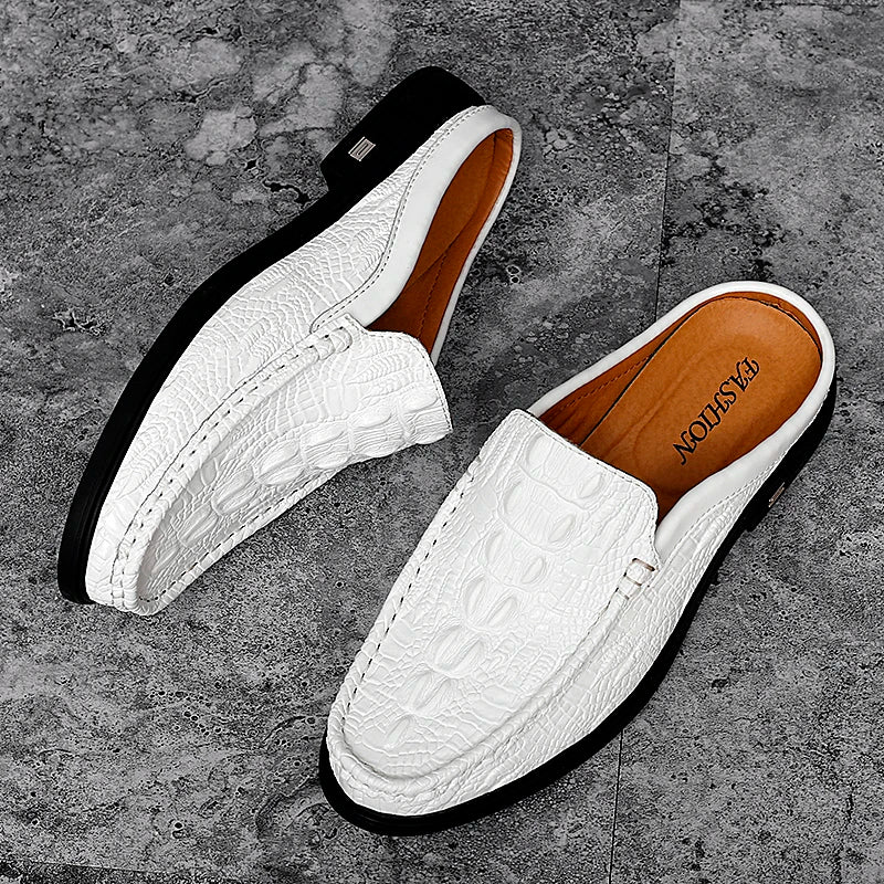 Black Half Shoes for Men Leather Shoes Men Mules Casual Shoes Men Fashion Social Big Size Mocassin Elegantes Walking Shoes