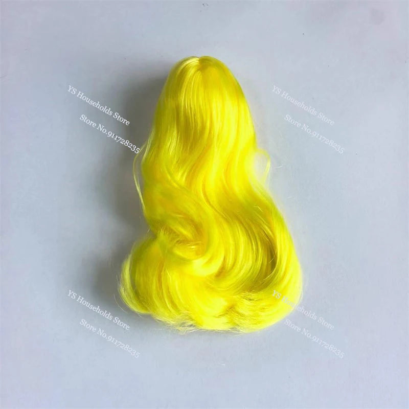 1/6 Female Soldier Head Sculpt Decor Wig Green/Blue/Red/Gray Hair Model Toys Accessory For 12inch Bald Sculpture Decoration
