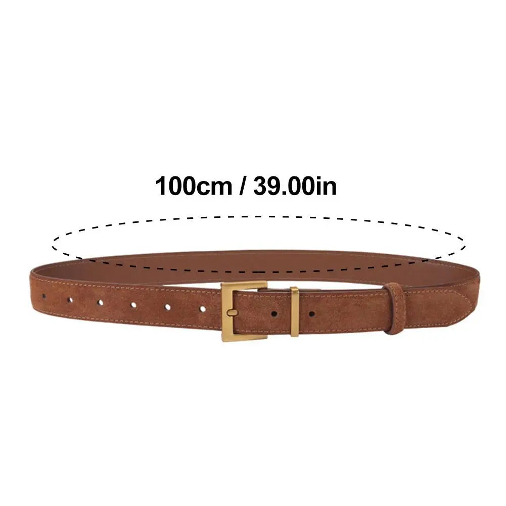 Women Belt Suede Cowhide Genuine Leather Belt 2.8cm Wide Fashion Belts With Metal Buckle Matched For Jeans Dresses Waistband