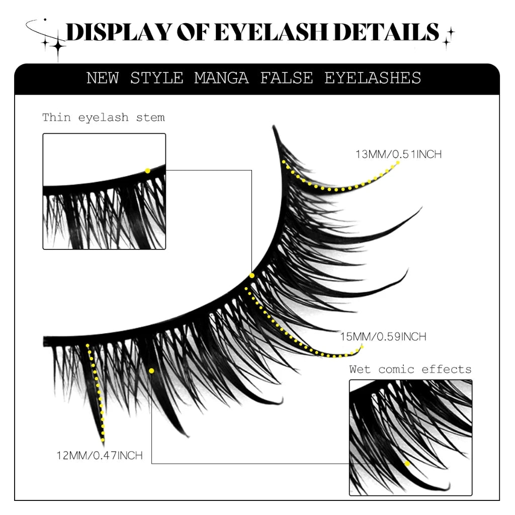 VELTRINAY Manga Lashes False Lashes Dramatic Faux Mink Lashes Wispy Natural Look Fox Eye Lashes Fake Lashes Makeup