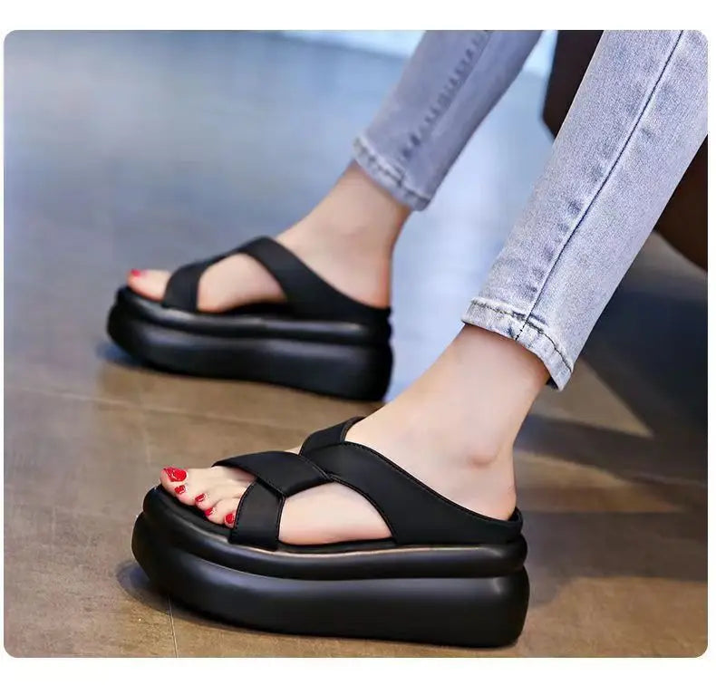 Women's Beach Sandals  New Thick Bottom Soft Sole Dress Fashionable Summer Platform Outdoor Slippers Sandalias De Mujer