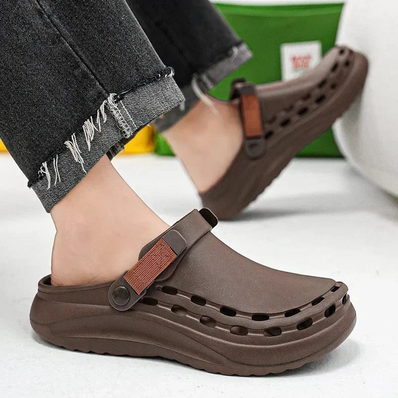 Solid Color Mens Sandals Fashion Trendy Lightweight Outdoor Travel Essentials Beach Shoes Casual Men’s Slippers