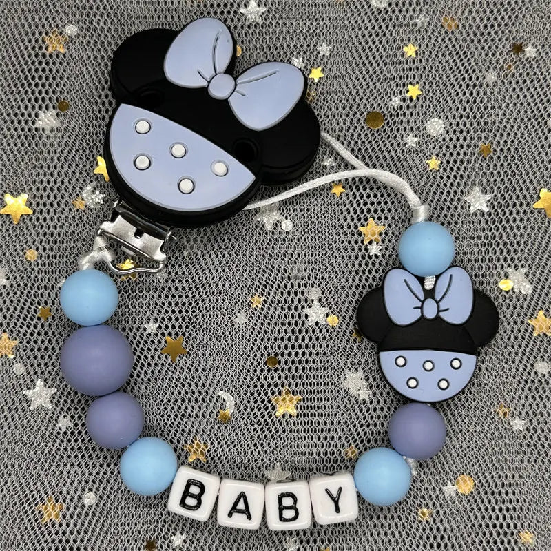 2024 Baby Teether Handmade Personalized Name Pacifier Clips Holder Chains Silicone Pacifier Chain Clips Baby Teething Chain Gift