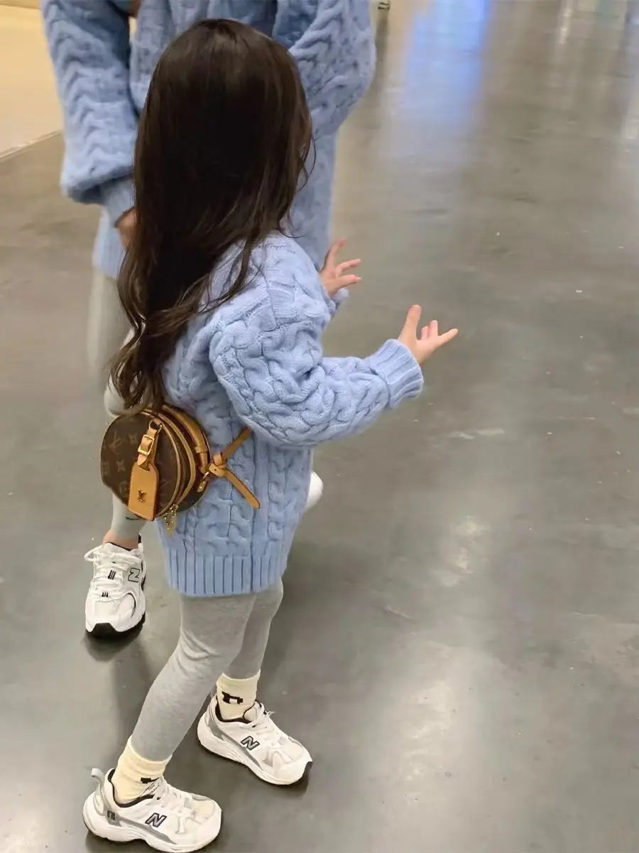 Mother And Daughter Sweater Mom And Son Matching Clothes Equal Korean Fashion Children's Clothing Women Winter Knit Tops Jumper