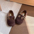 Girls Leather Shoes Toddlers Flats Princess Sweet Little Kids Soft Shoes T-strap Retro Classic Children's Dress Shoes for Party