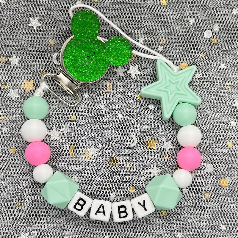 2024 Baby Teether Handmade Personalized Name Pacifier Clips Holder Chains Silicone Pacifier Chain Clips Baby Teething Chain Gift