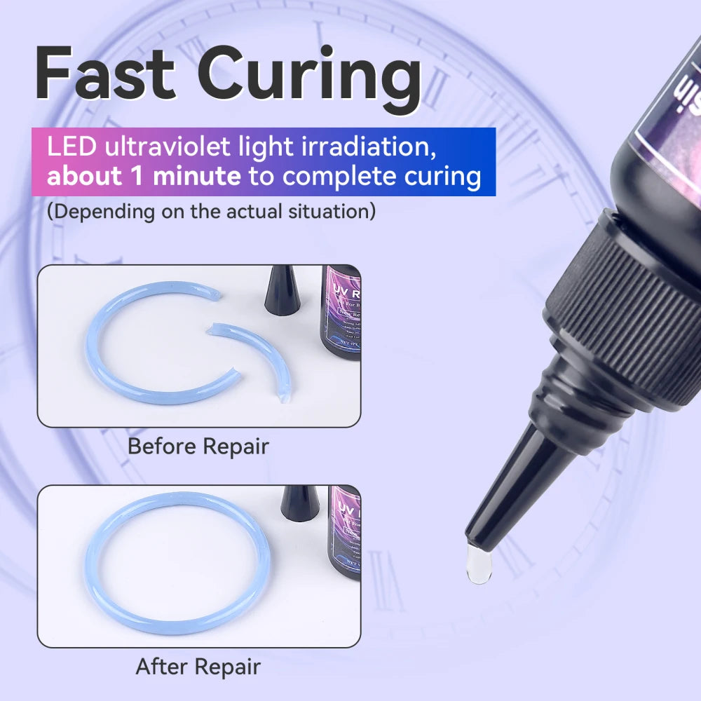UV Bonding Welding Glue Super Bonding UV Glue Fix Liquid Curing Hard Quick-Drying Resin Jewelry Glass Plastic Wood Repair Glue