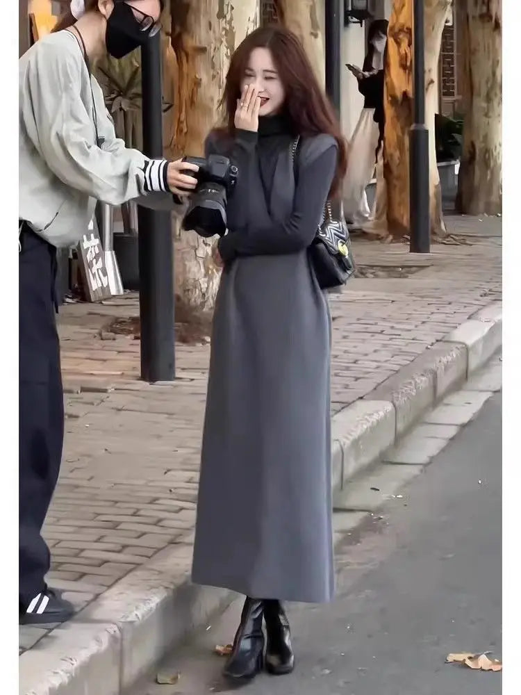 Women's High-end Suit Elegant Lady Style Fashion Vest Dress Bottoming Shirt Two-piece Autumn Set
