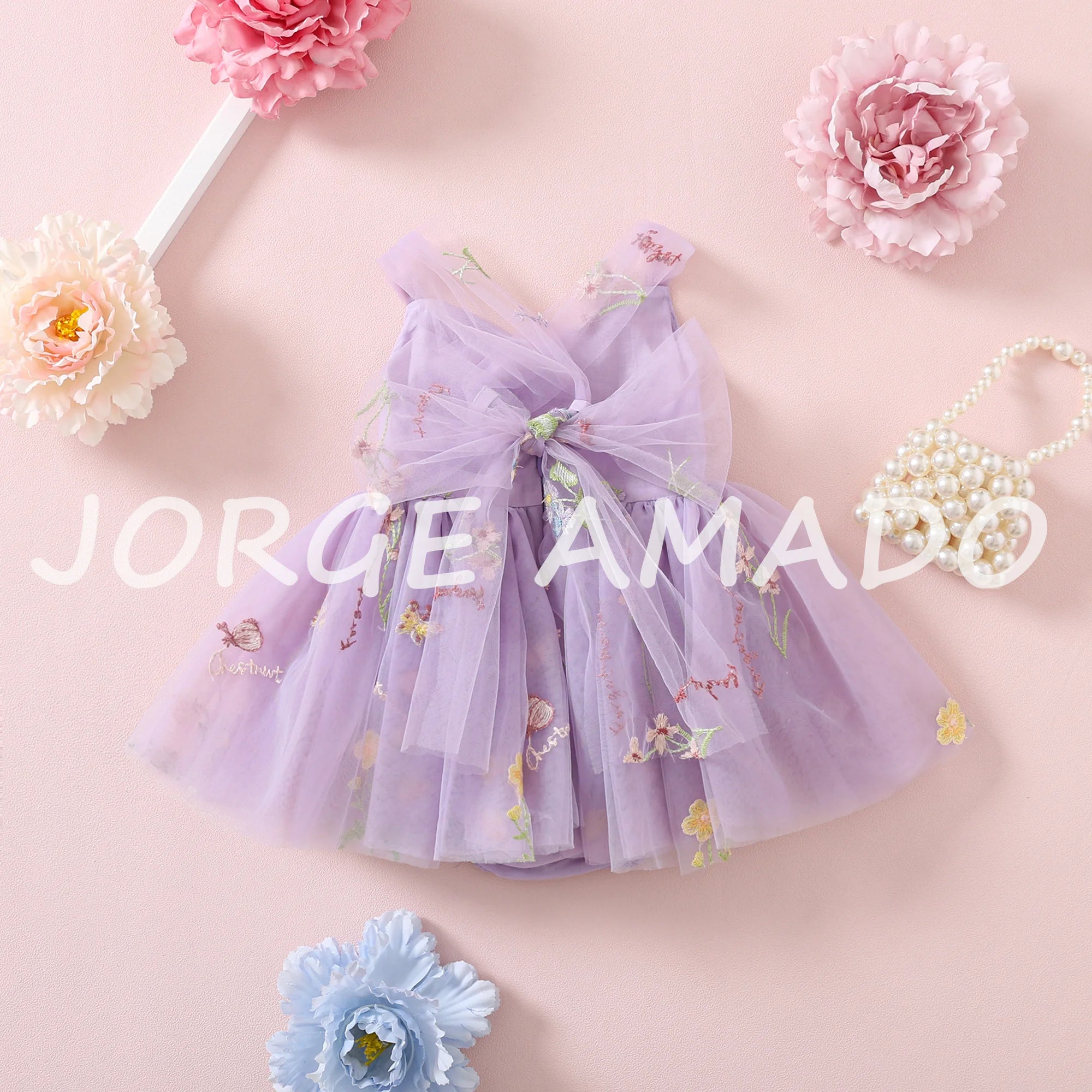 2026 Easter Kids Dress Girl Summer Dress Floral Bow Sleeveless Dance Performance Dress Girls Clothes E1236