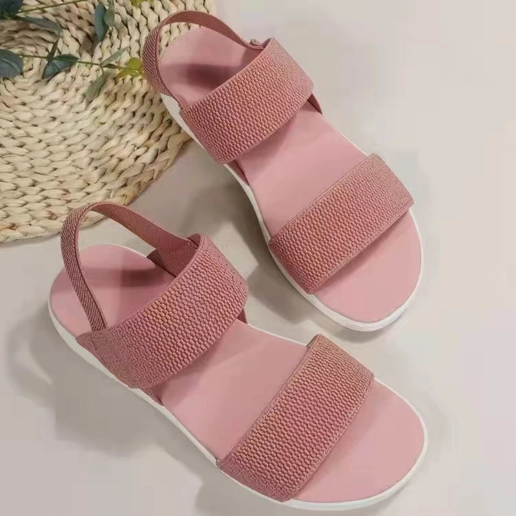Sandals Elegant Low Heel Women's Orthopedic Shoes Women's Open Toe 2023 Solid Color New Large 25-45 Flat Thick Heel Casual Shoes