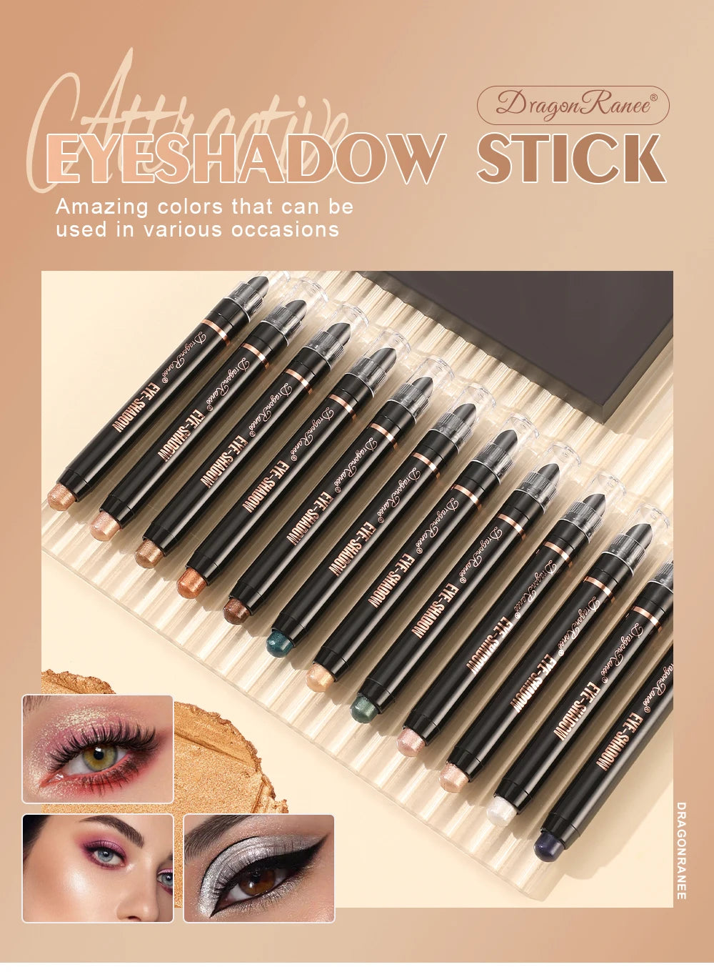 Eyeshadow Pen, Pearlescent Eyeshadow, Versatile, One-Touch Application, Non-Smudging, Waterproof Eyeshadow, High-Gloss, Delicate, Silky, Shimmering Liquid Eyeshadow