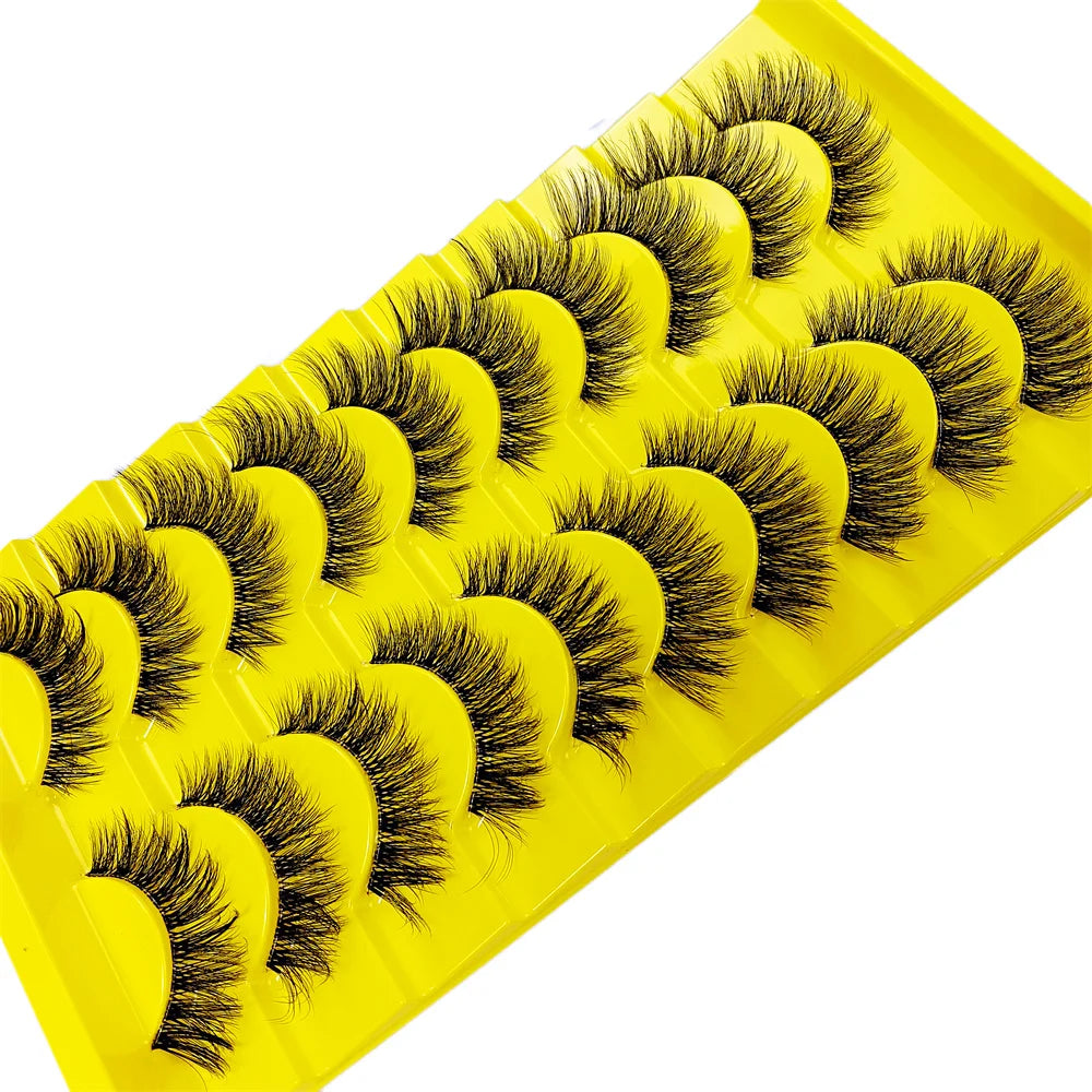 10 pairs Fluffy Wispy Curly Natural Volume Thick Faux Mink Lashes - Enhance Your Eye Look with Long Lasting False Eyelashes