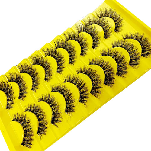 10 pairs Fluffy Wispy Curly Natural Volume Thick Faux Mink Lashes - Enhance Your Eye Look with Long Lasting False Eyelashes