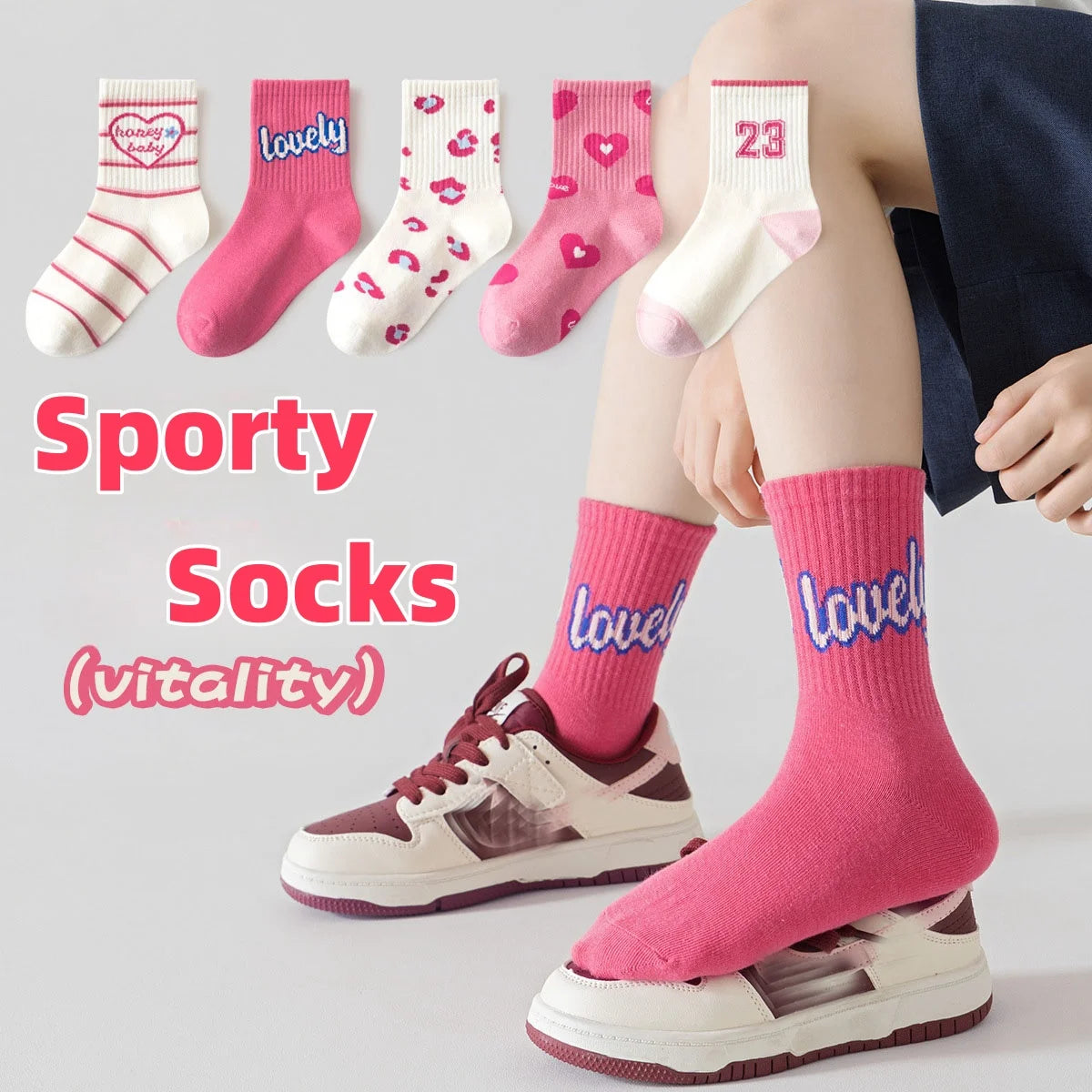 5 Pairs Spring Socks Children's Socks Girls Boys Trendy Pattern Sport Sock Socks Autumn Kids Socks Cotton Sock for 3-12T