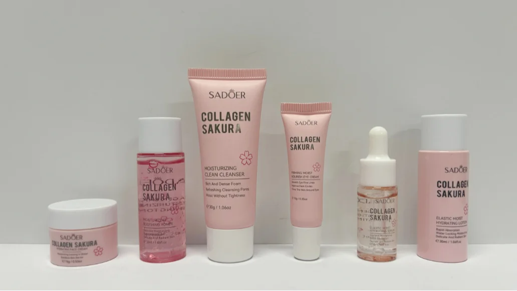 Korean Sakura Skin Care Sets Moisturizing Nourishing Face Cream Serum Toner Lotion Eye Cream Face Skin Care Gift Box Set