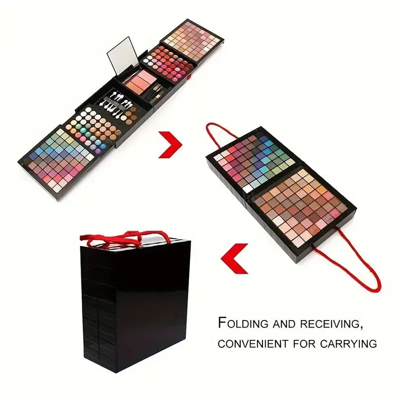 Marie Set de Maquillaje de 177 Colores — Paleta de Sombras, Rubor, Brillo Labial, Corrector y Espejo Incluido para Mujer