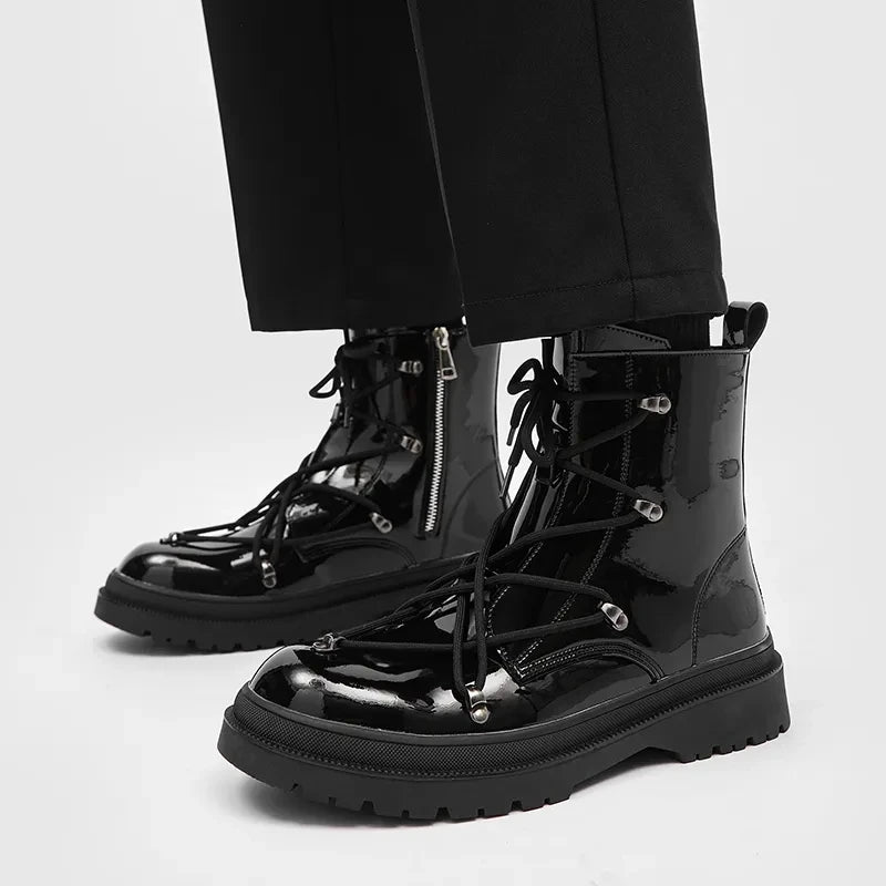 Brand New Black Brogue Shoes Men Classic Platform Oxford Dress Shoes Men Retro Patent Leather Footwear Low-Ankle Party Shoes