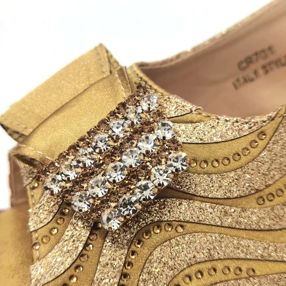 Sandals Italian Fashion Casual Flat Slippers Hollowed Out With Diamonds Women's Shoes African Party Outdoor Shoes