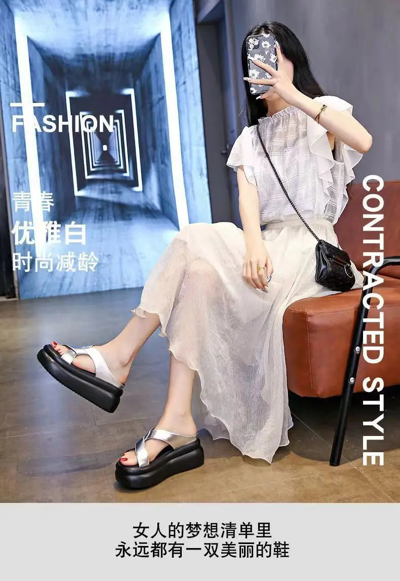 Women's Beach Sandals  New Thick Bottom Soft Sole Dress Fashionable Summer Platform Outdoor Slippers Sandalias De Mujer