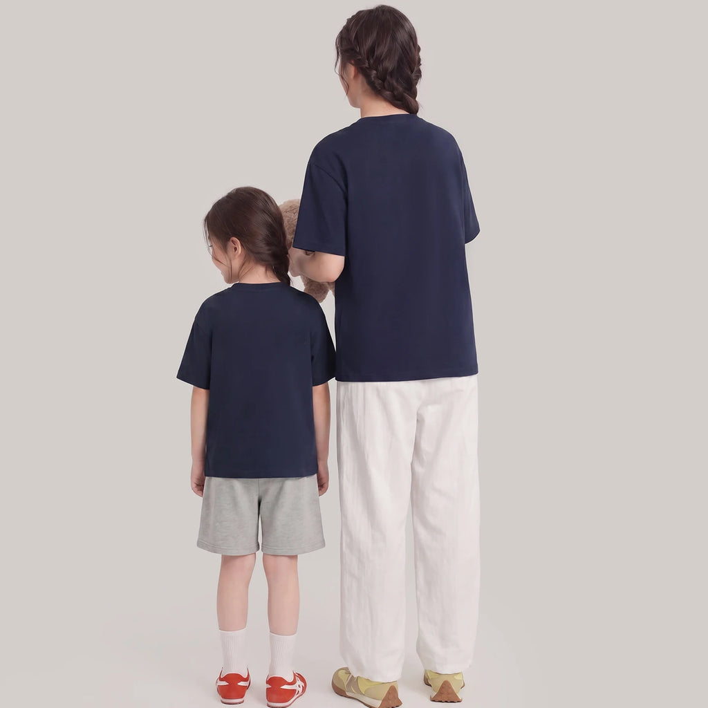Summer Children's Short Sleeve T-Shirts Family Matching Sets Casual Loose Applique Mother-Daughter Mother-Son Boy And Girl Cloth