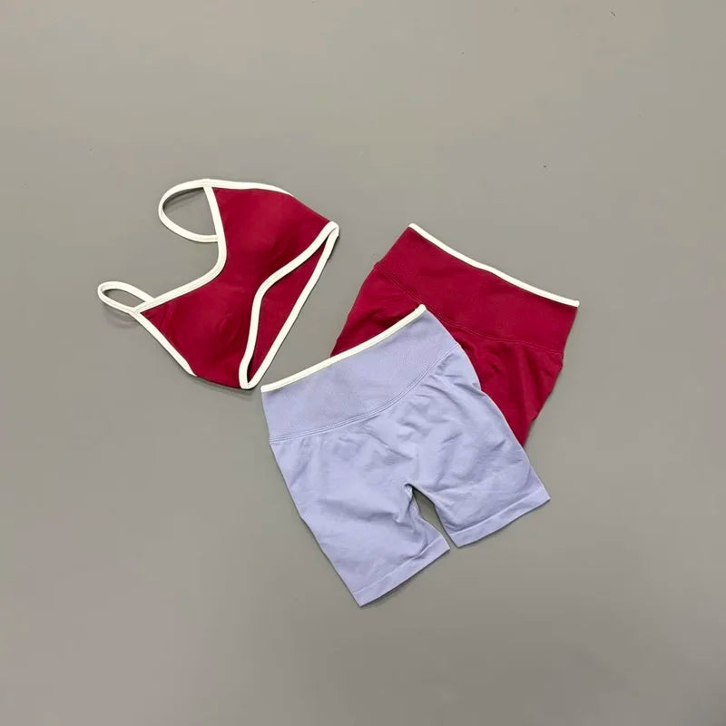2 Piece Workout Sets Women High Stretch Scrunch Butt Ignite Shorts Sports Bra Gym Fitness Jogging Cycling Active Sports Suits