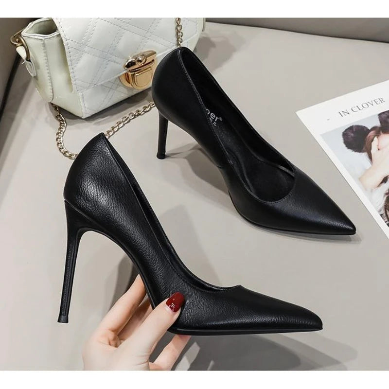 Black Women's Shoes Sexy Super High Heel Formal Pointed Toe Ladies Pumps Spring Footwear Lastest Premium And Low Price 39