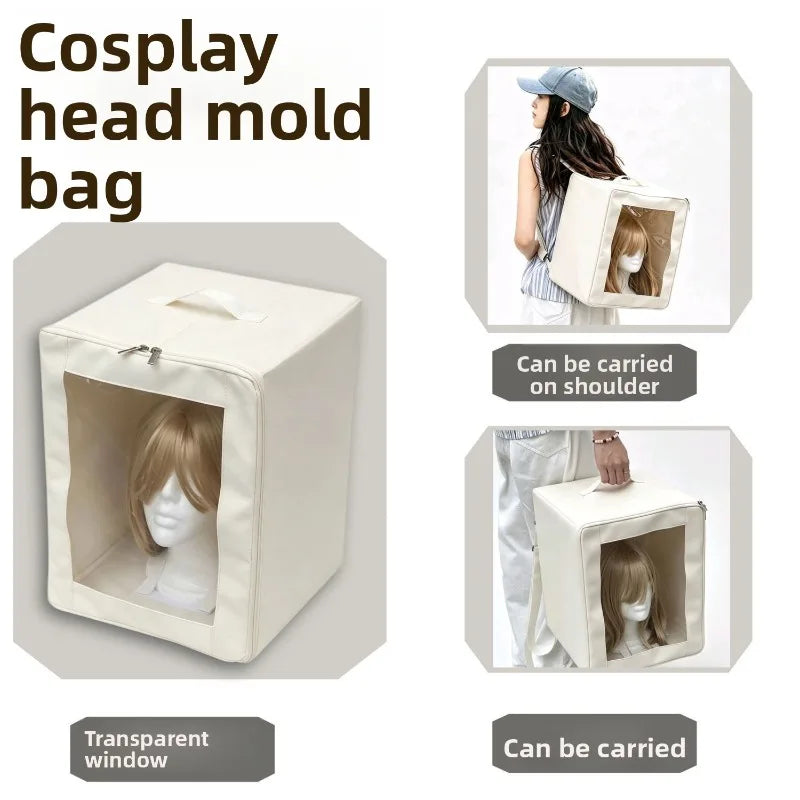 Wig Storage Bag Head Model Organizer Box Backpack Wig Protective Pouch Portable Dustproof Waterproof Travel Breathable Wig Carry
