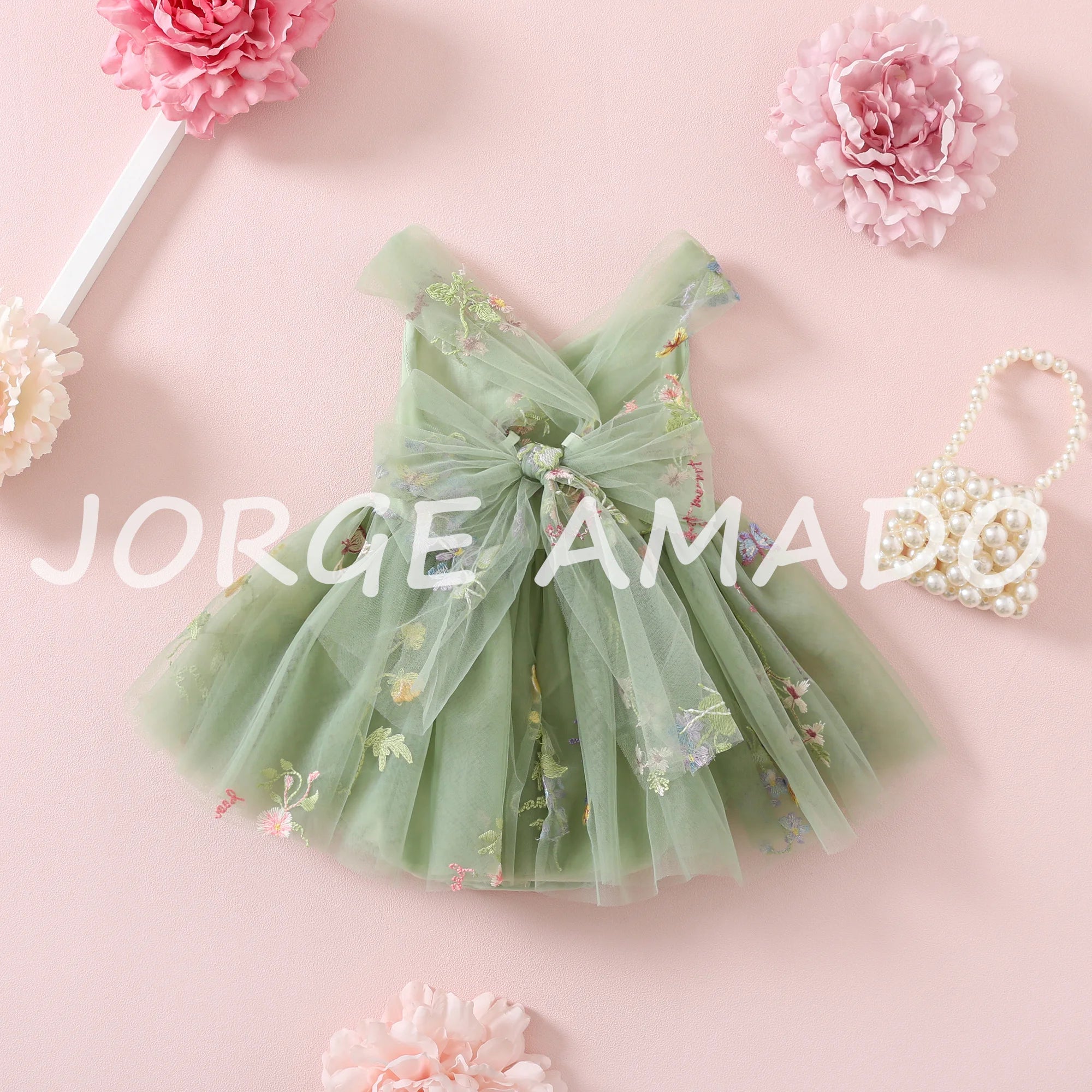 2026 Easter Kids Dress Girl Summer Dress Floral Bow Sleeveless Dance Performance Dress Girls Clothes E1236