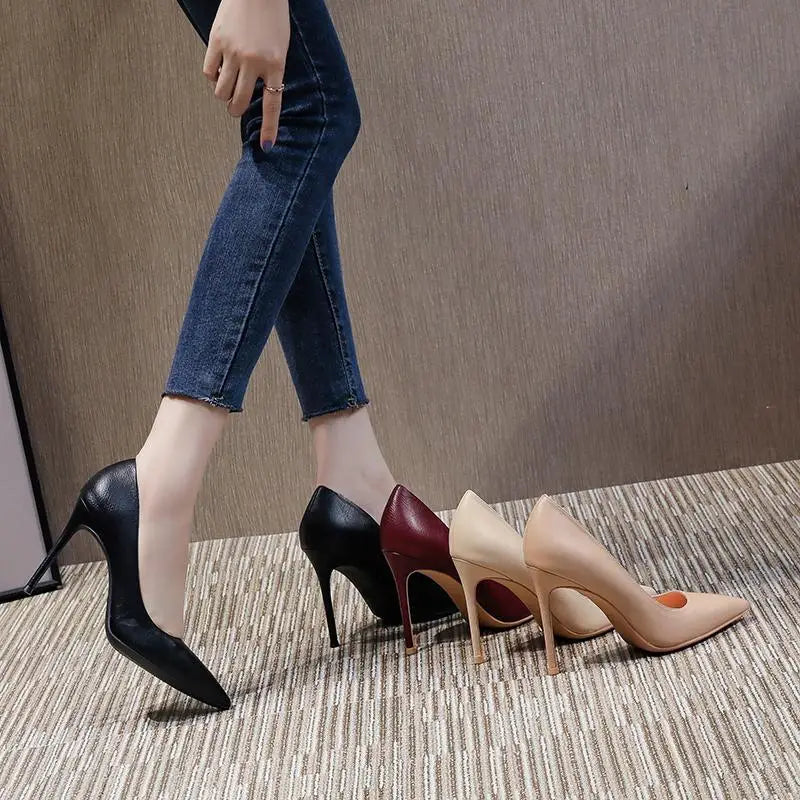 Black Women's Shoes Sexy Super High Heel Formal Pointed Toe Ladies Pumps Spring Footwear Lastest Premium And Low Price 39