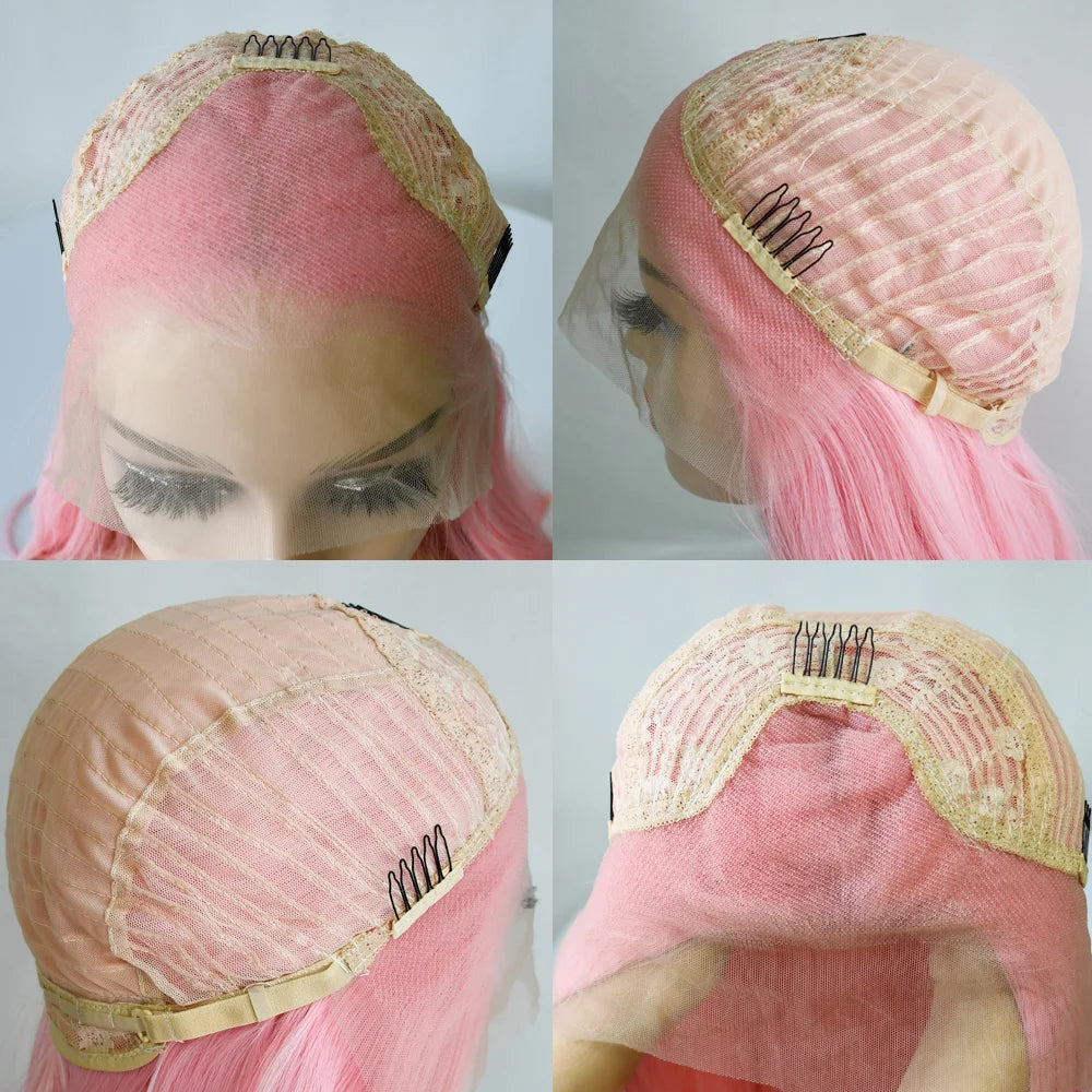 Ginger Wigs Body Wave Lace Frontal Wig With Bangs 13x4 HD Pre Plucked Hairline Transparent Heat Resistant Synthetic Hair Cosplay