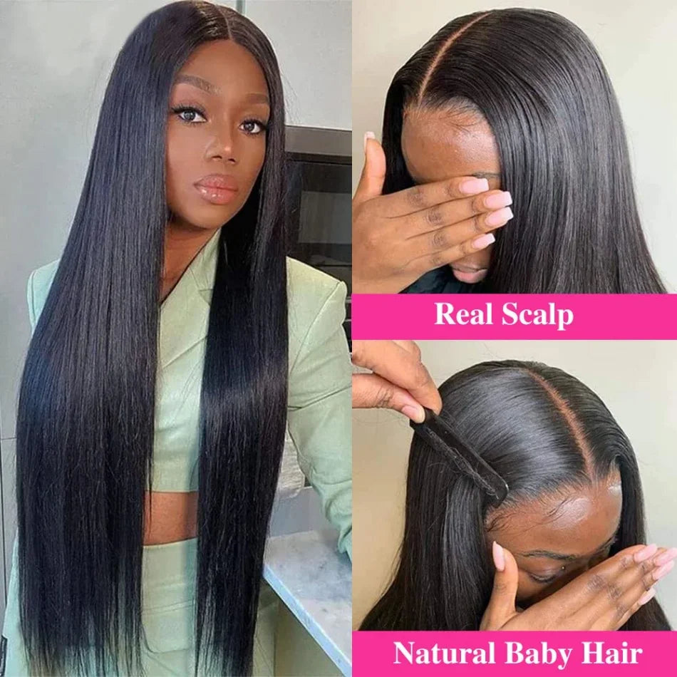 Straight Wig  Glueless  Natural Color No Sew In No Glue No Leave Out V Part Wigs