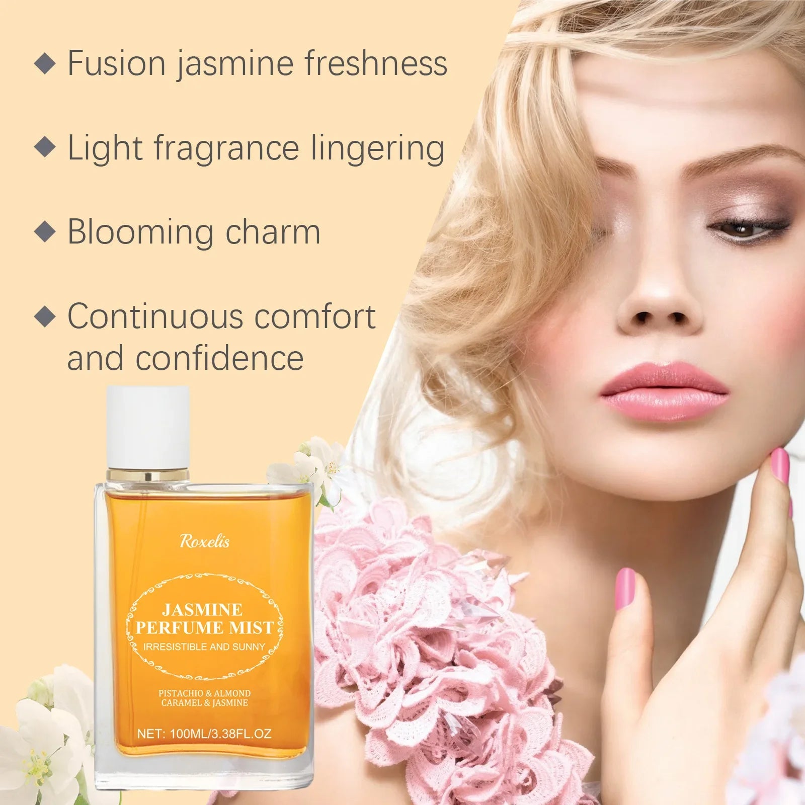 Luxury Caramel Vanilla Perfume 100ml, Oriental Floral Fruity Gourmand Fragrance Mist, Jasmine Eau De Parfum Spray Strong Sillage