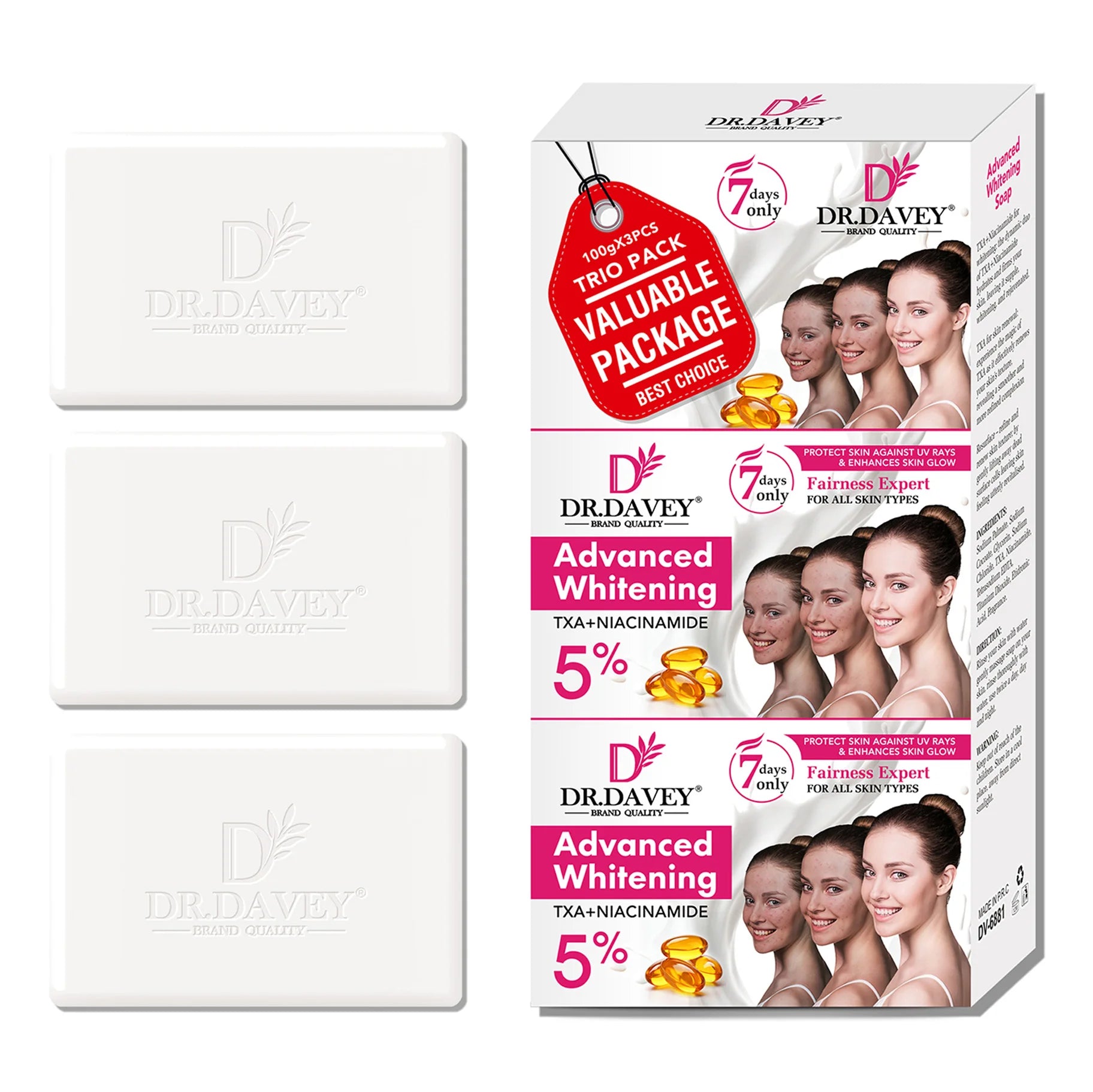 3pcs Advanced Whitening Soap Cleansing and moisturizing handmade soap for bathing, face washing, and skin moisturization