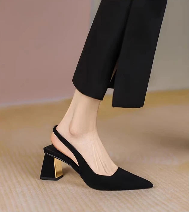 Black Sandals Women Summer New Fashion Women's Pointed Square Heel Sandals Pumps Women Shoes Office Dress Shoes Sexy High Shoes