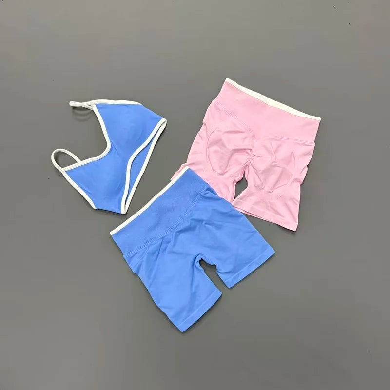 2 Piece Workout Sets Women High Stretch Scrunch Butt Ignite Shorts Sports Bra Gym Fitness Jogging Cycling Active Sports Suits