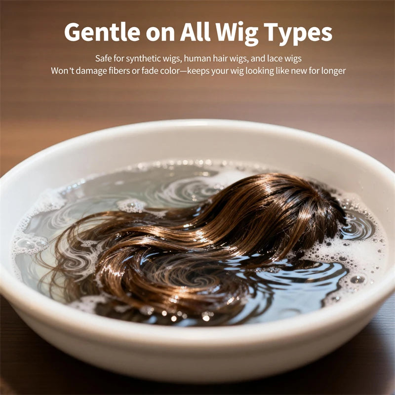 2 IN 1 Wig Shampoo For Synthetic Hair Soak & Rinse Deep Cleansing Revitalizes, Moisturizes Anti-Frizz Softening Wig Care Product