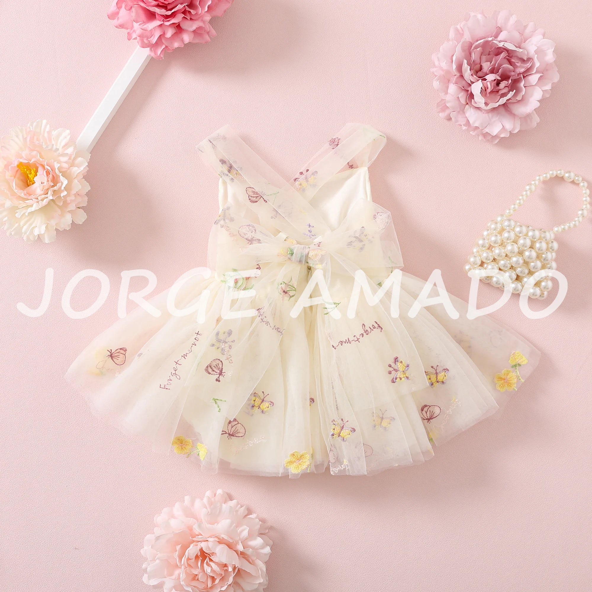 2026 Easter Kids Dress Girl Summer Dress Floral Bow Sleeveless Dance Performance Dress Girls Clothes E1236