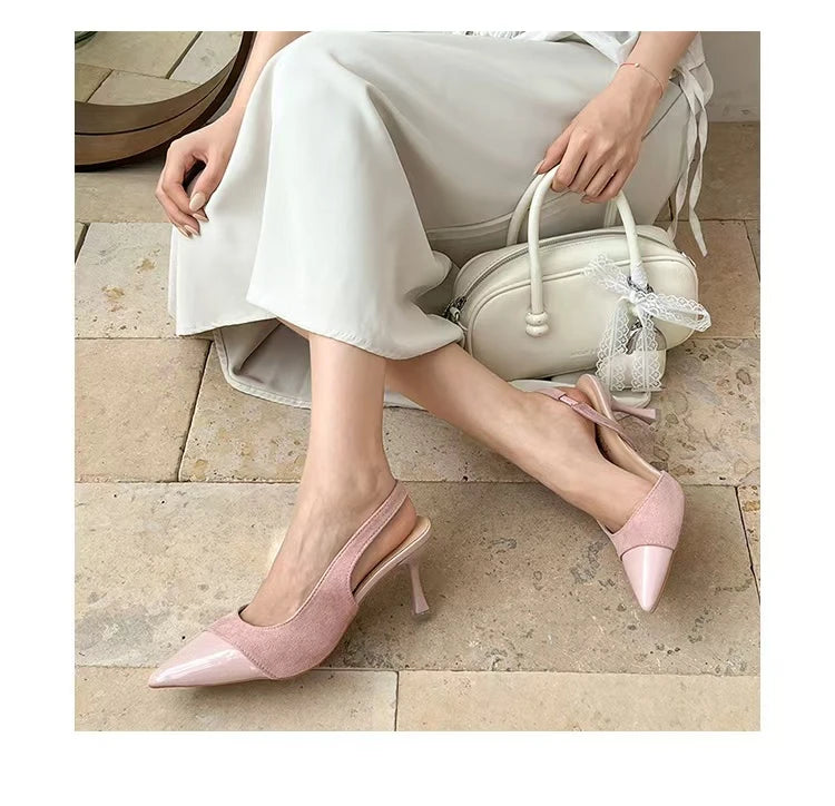 Women's Sexy Pointed-Toe Slingback Sandals — Summer 2026 Trend: Leather High Heels for Dresses — New Elegant Party Footwear