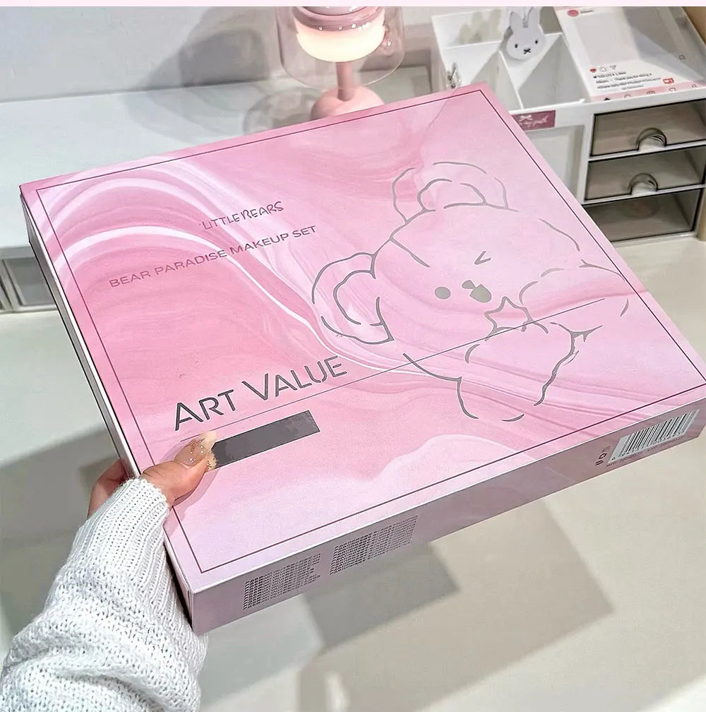 Marie Set de Maquillaje Facial Art Value — Incluye 4 Lip Mud, Lápiz de Cejas, Máscara, Tinte de Cejas, Polvo Compacto, Rubor, Contorno y Sombras de Ojos