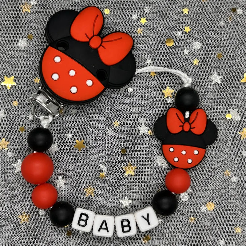 2024 Baby Teether Handmade Personalized Name Pacifier Clips Holder Chains Silicone Pacifier Chain Clips Baby Teething Chain Gift
