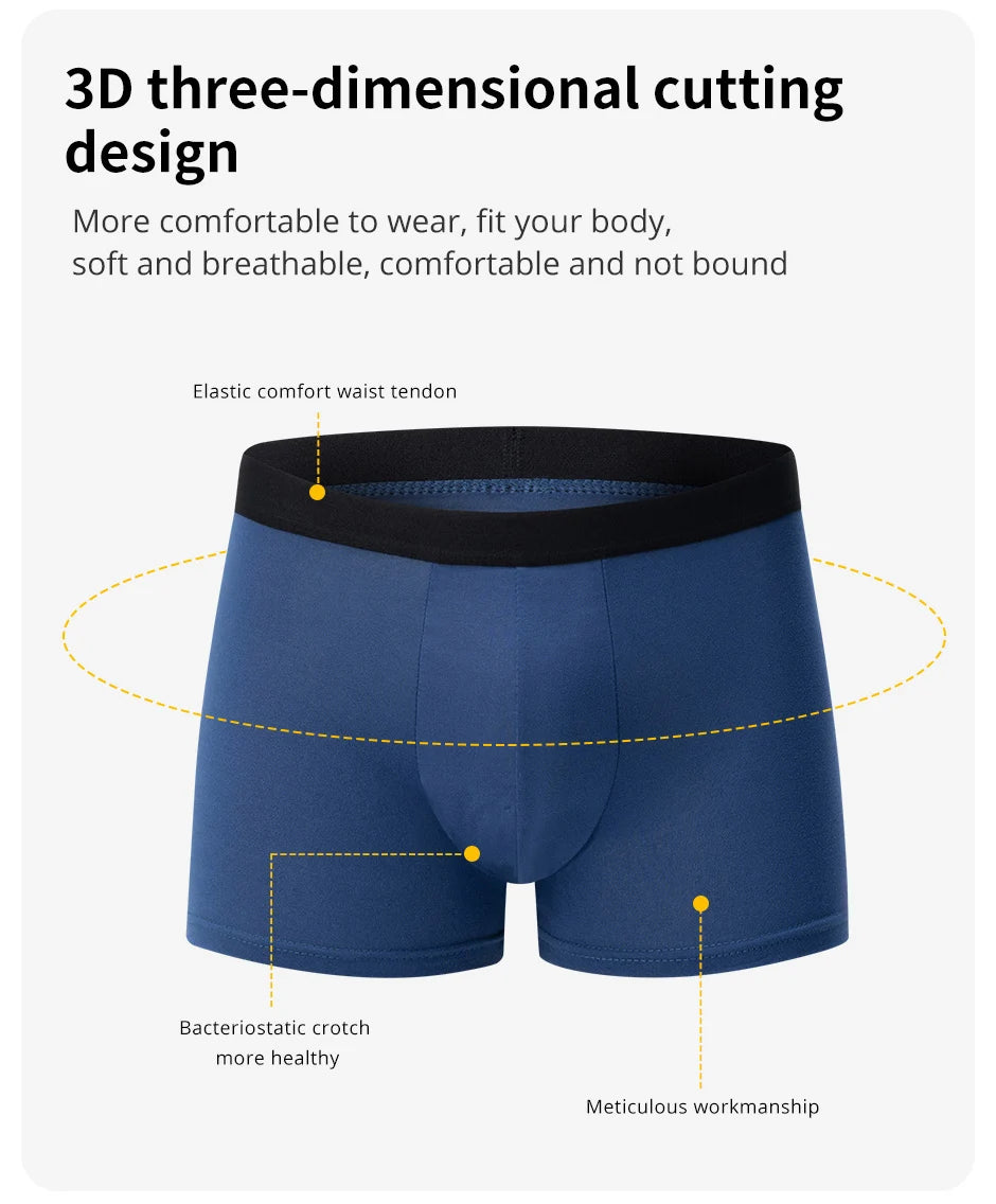 4 Pack European and American MEN'S Solid Color Boxer Underwear Comfortable Swimming Trunks Oversized Juvenile Boxer Underwear
