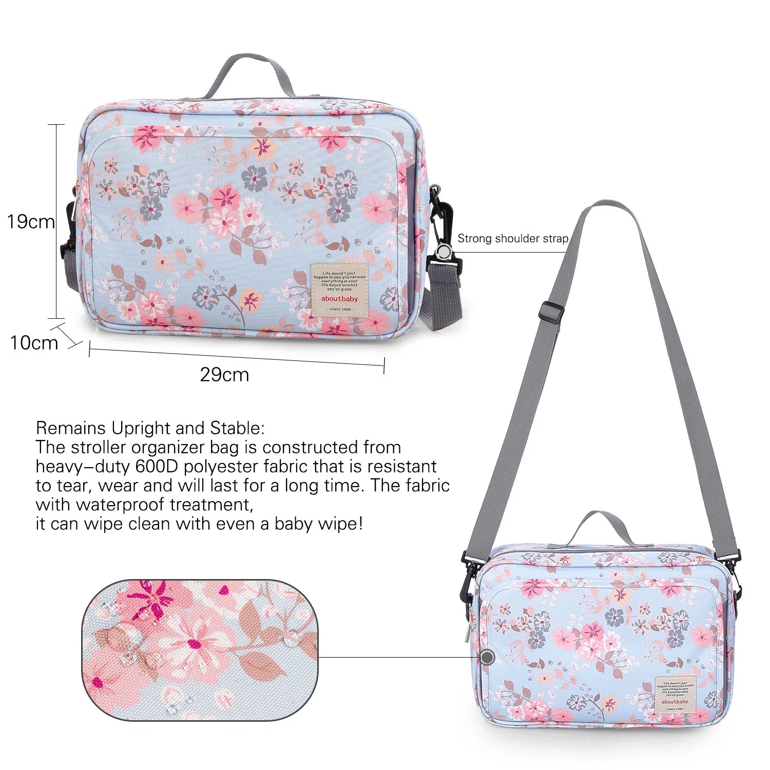 Baby Stroller Bag Waterproof Portable Outing Travel Mummy Bag Multifunction Diaper Bottle Storage Hanging Bag Pram Organizer