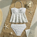 2pcs Tween Girl Black White Color Bikini Swimsuit Set Solid Color Swimwear For Children Girls for Summer Beach Holidays Outfit