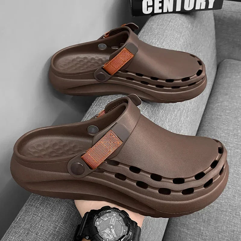 Solid Color Mens Sandals Fashion Trendy Lightweight Outdoor Travel Essentials Beach Shoes Casual Men’s Slippers