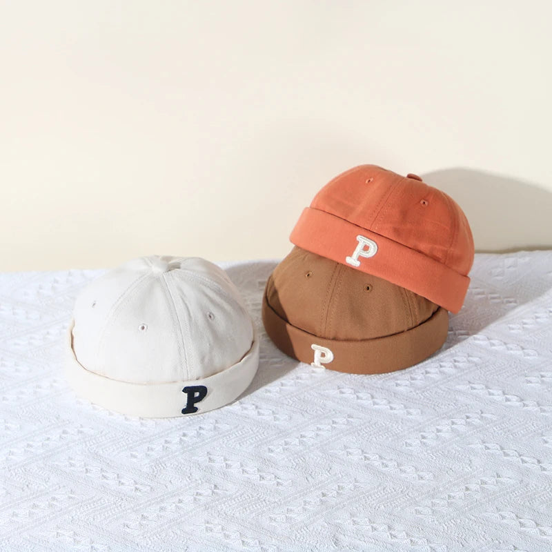 New Letters Printed Baby Brimless Hat Solid Color Boys Girls Hip Hop Caps Harajuku Cool Adjustable Kids Beanie Hats
