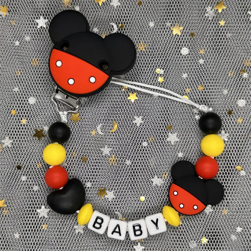 2024 Baby Teether Handmade Personalized Name Pacifier Clips Holder Chains Silicone Pacifier Chain Clips Baby Teething Chain Gift