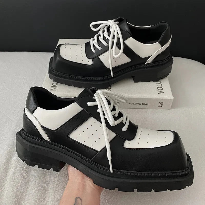 Brand New Black Brogue Shoes Men Classic Platform Oxford Dress Shoes Men Retro Patent Leather Footwear Low-Ankle Party Shoes