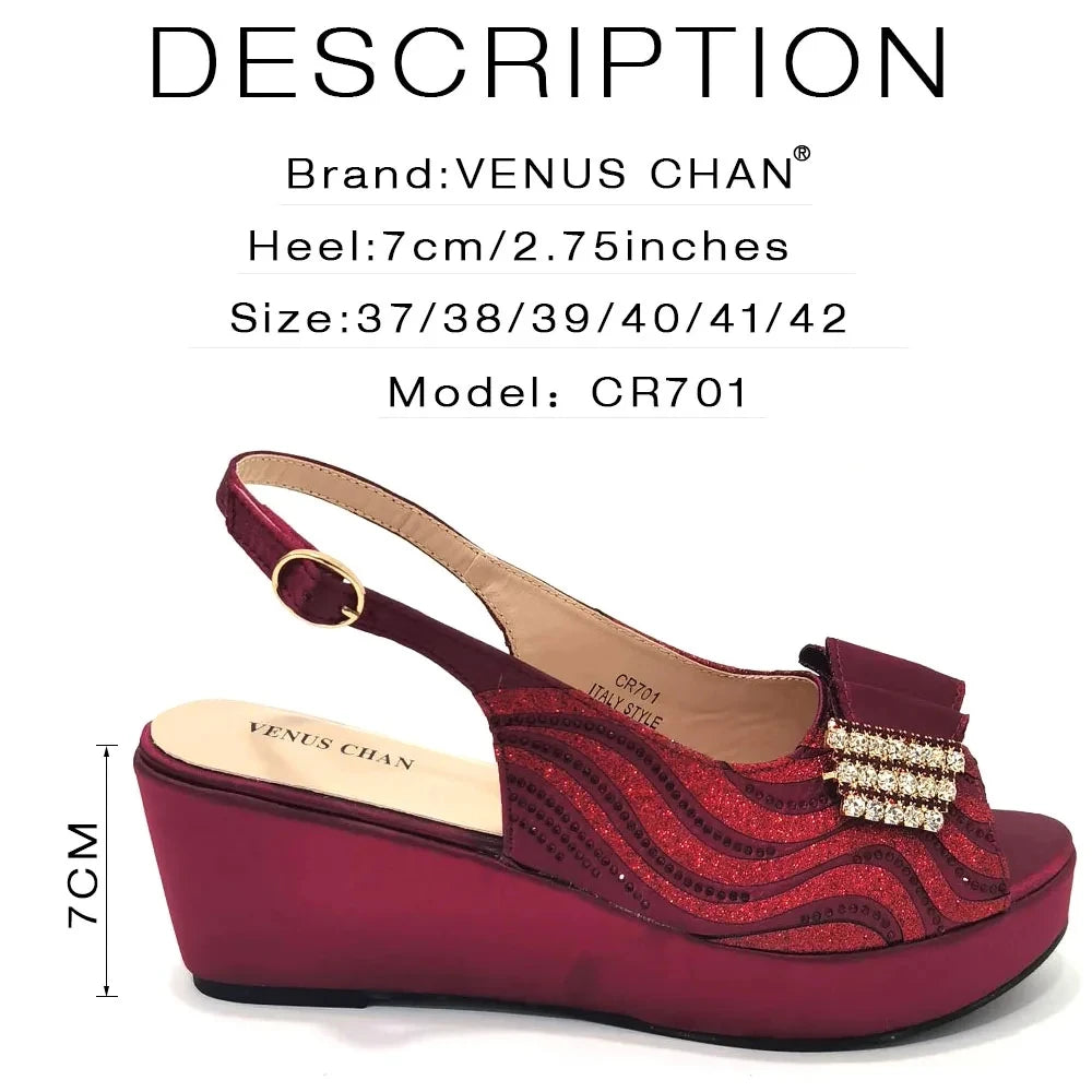 Sandals Italian Fashion Casual Flat Slippers Hollowed Out With Diamonds Women's Shoes African Party Outdoor Shoes