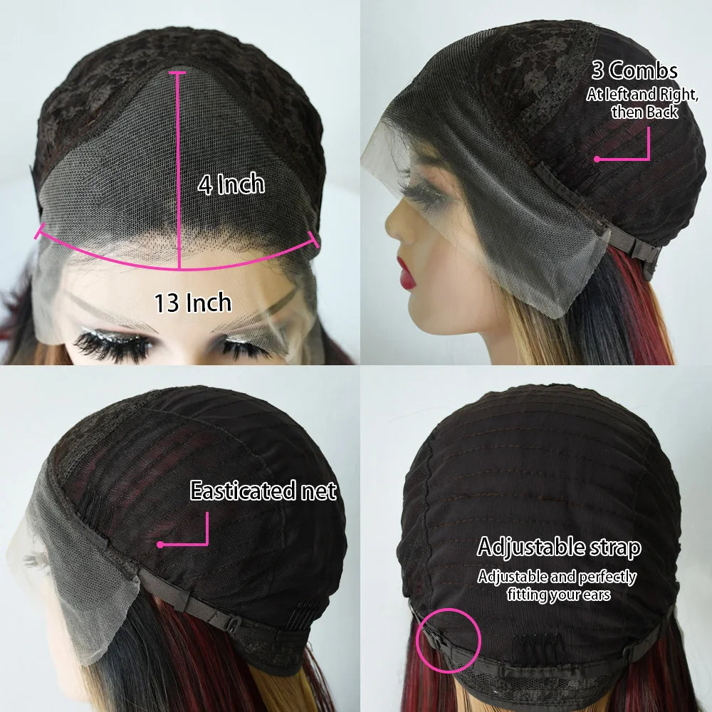 Ginger Wigs Body Wave Lace Frontal Wig With Bangs 13x4 HD Pre Plucked Hairline Transparent Heat Resistant Synthetic Hair Cosplay