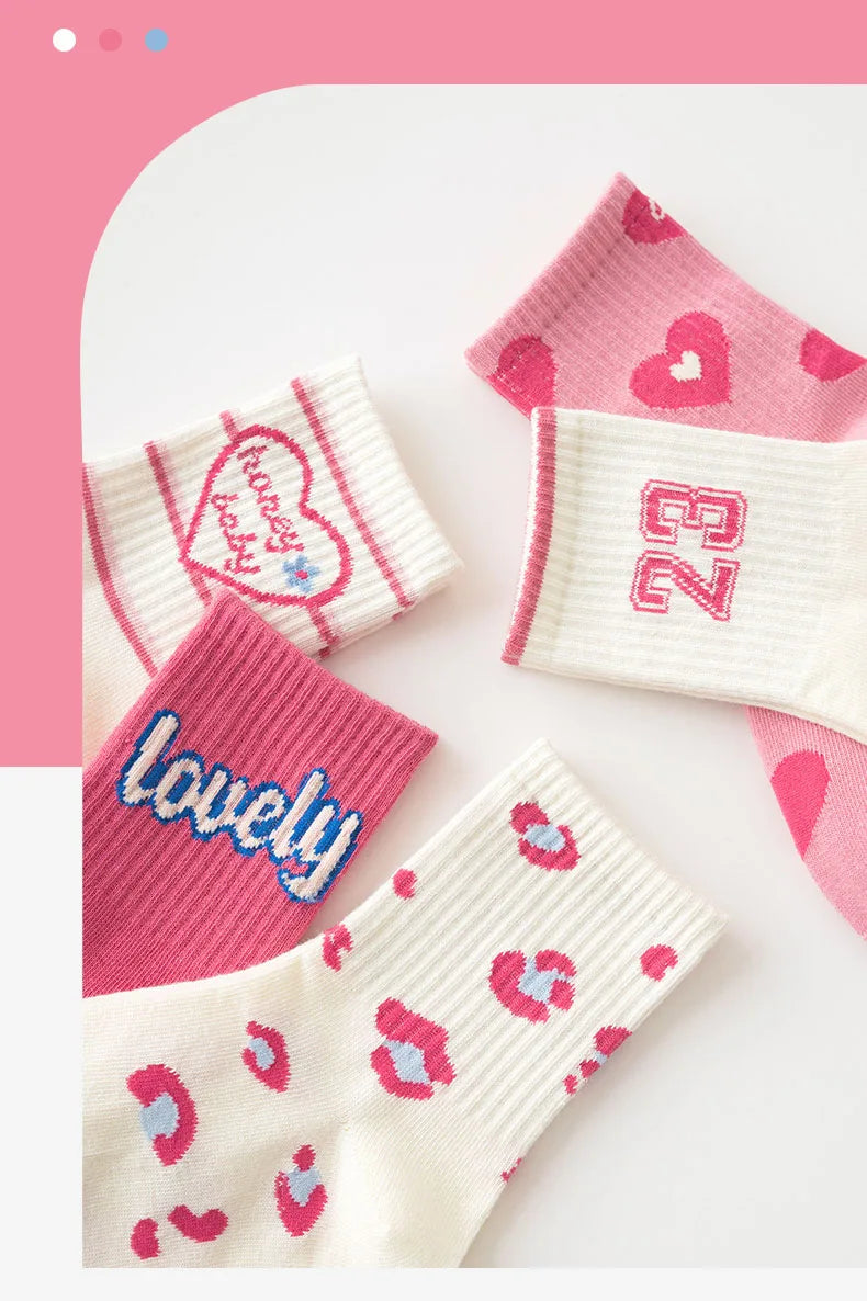 5 Pairs Spring Socks Children's Socks Girls Boys Trendy Pattern Sport Sock Socks Autumn Kids Socks Cotton Sock for 3-12T